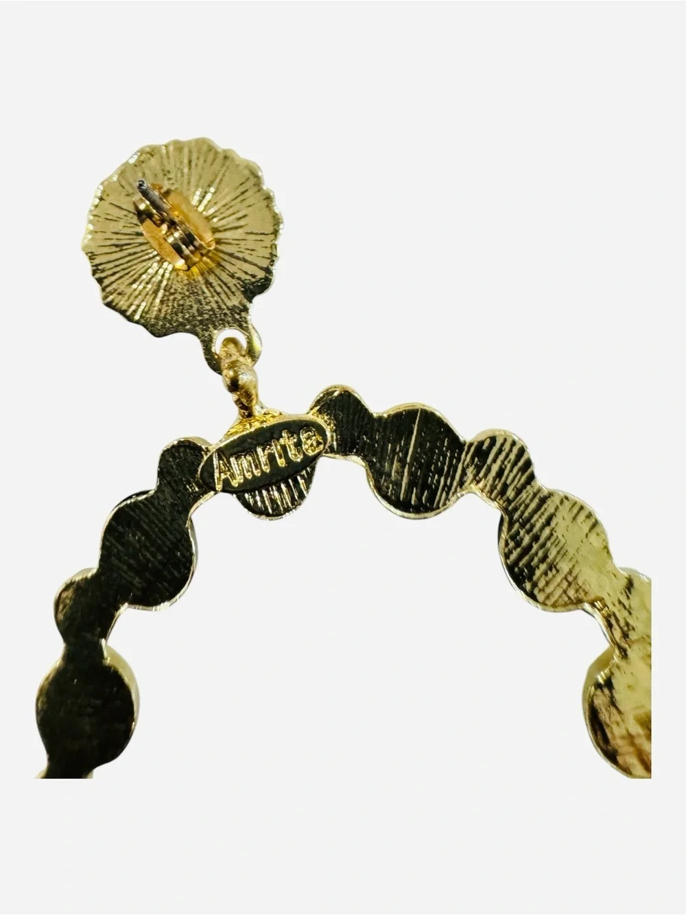 Amrita Singh Gold Tone Beaded Hoop Statement Earrings Black Yellow Rhinestone